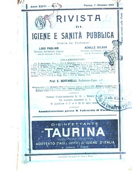 Rivista d'igiene e sanità pubblica con bollettino sanitario-amministrativo compilato sugli atti del Ministero dell'interno