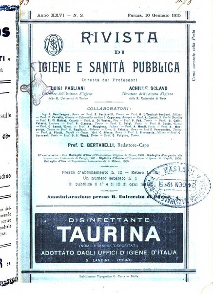 Rivista d'igiene e sanità pubblica con bollettino sanitario-amministrativo compilato sugli atti del Ministero dell'interno