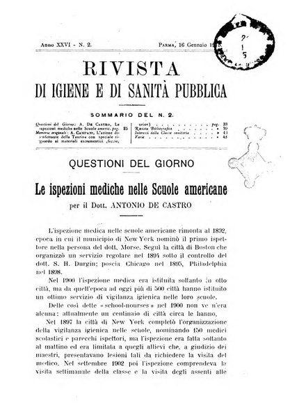 Rivista d'igiene e sanità pubblica con bollettino sanitario-amministrativo compilato sugli atti del Ministero dell'interno