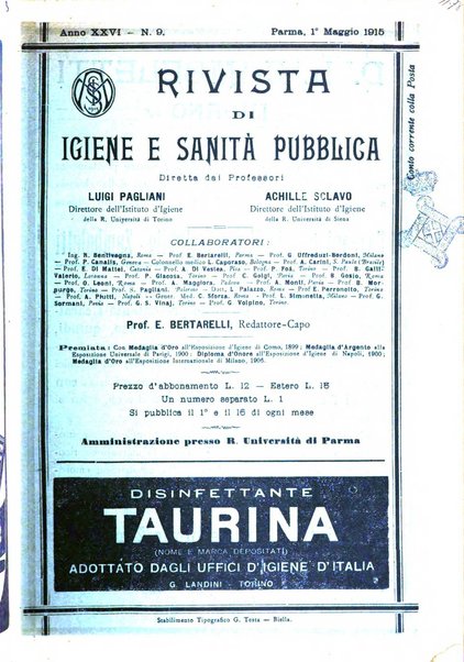 Rivista d'igiene e sanità pubblica con bollettino sanitario-amministrativo compilato sugli atti del Ministero dell'interno