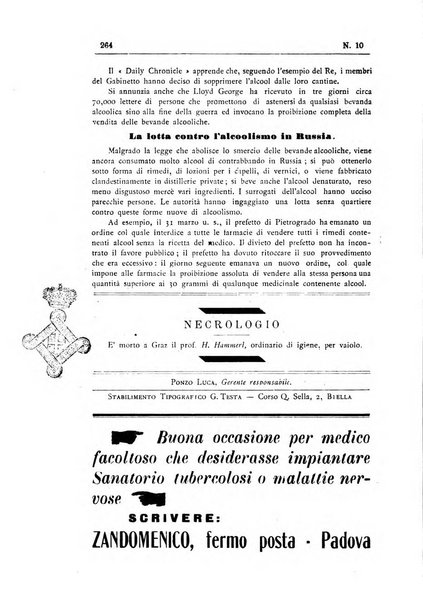 Rivista d'igiene e sanità pubblica con bollettino sanitario-amministrativo compilato sugli atti del Ministero dell'interno