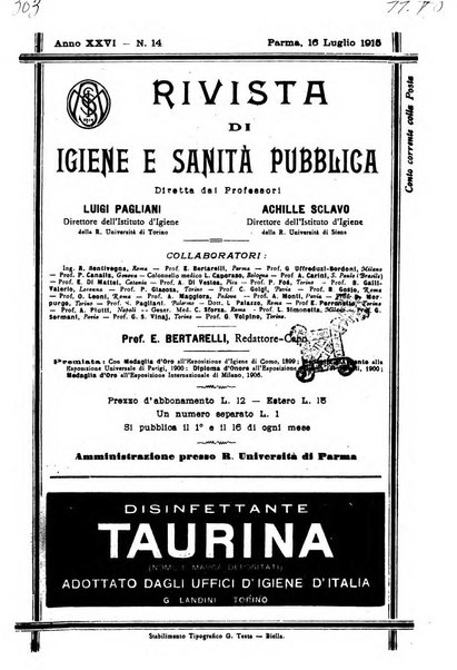 Rivista d'igiene e sanità pubblica con bollettino sanitario-amministrativo compilato sugli atti del Ministero dell'interno