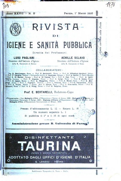 Rivista d'igiene e sanità pubblica con bollettino sanitario-amministrativo compilato sugli atti del Ministero dell'interno