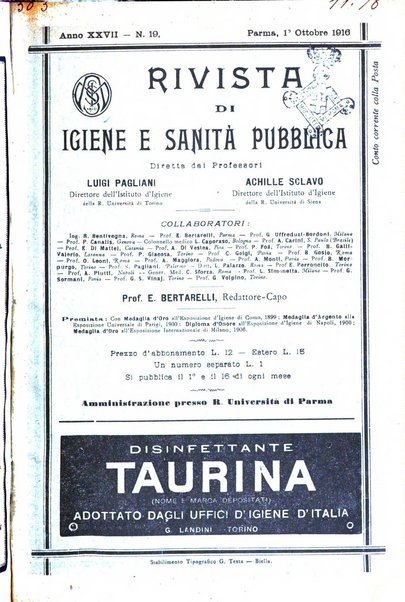 Rivista d'igiene e sanità pubblica con bollettino sanitario-amministrativo compilato sugli atti del Ministero dell'interno