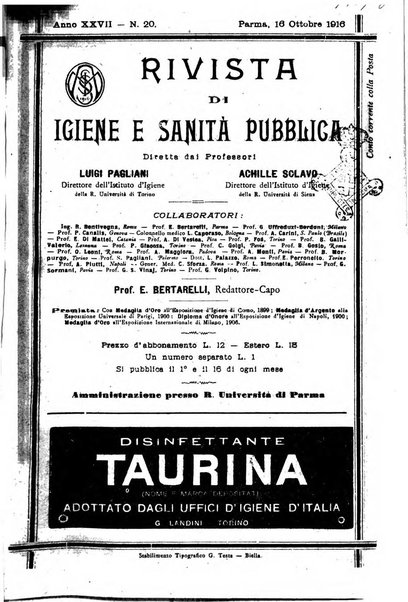 Rivista d'igiene e sanità pubblica con bollettino sanitario-amministrativo compilato sugli atti del Ministero dell'interno