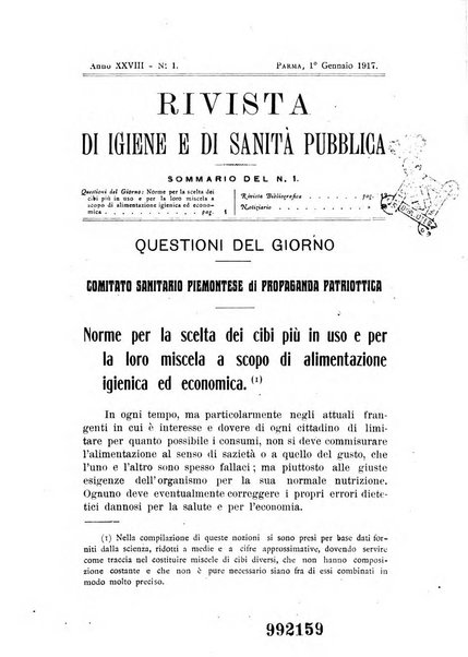 Rivista d'igiene e sanità pubblica con bollettino sanitario-amministrativo compilato sugli atti del Ministero dell'interno