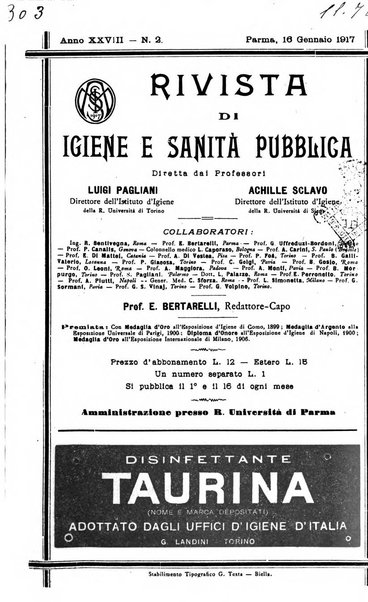 Rivista d'igiene e sanità pubblica con bollettino sanitario-amministrativo compilato sugli atti del Ministero dell'interno