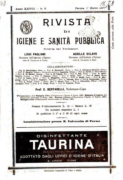 Rivista d'igiene e sanità pubblica con bollettino sanitario-amministrativo compilato sugli atti del Ministero dell'interno