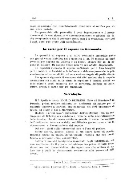 Rivista d'igiene e sanità pubblica con bollettino sanitario-amministrativo compilato sugli atti del Ministero dell'interno