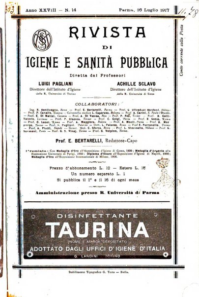 Rivista d'igiene e sanità pubblica con bollettino sanitario-amministrativo compilato sugli atti del Ministero dell'interno