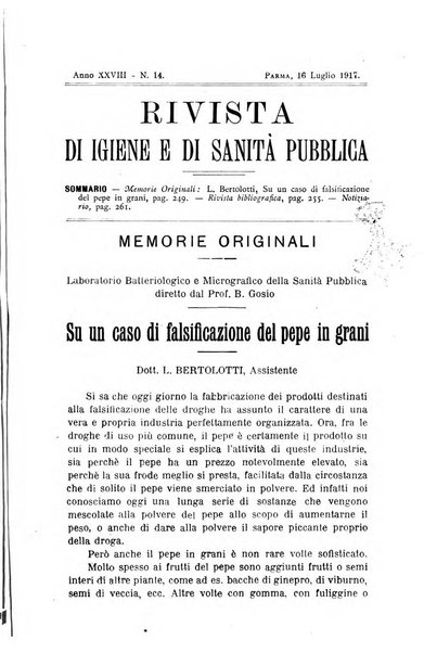 Rivista d'igiene e sanità pubblica con bollettino sanitario-amministrativo compilato sugli atti del Ministero dell'interno