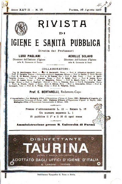 Rivista d'igiene e sanità pubblica con bollettino sanitario-amministrativo compilato sugli atti del Ministero dell'interno