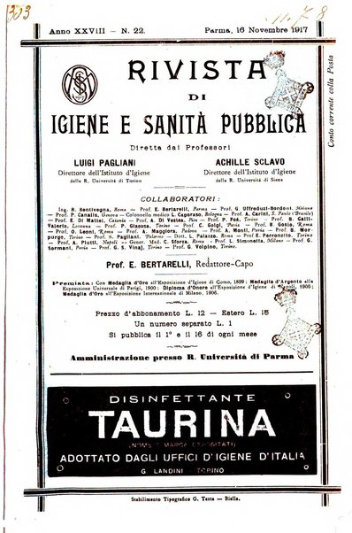 Rivista d'igiene e sanità pubblica con bollettino sanitario-amministrativo compilato sugli atti del Ministero dell'interno