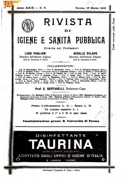 Rivista d'igiene e sanità pubblica con bollettino sanitario-amministrativo compilato sugli atti del Ministero dell'interno