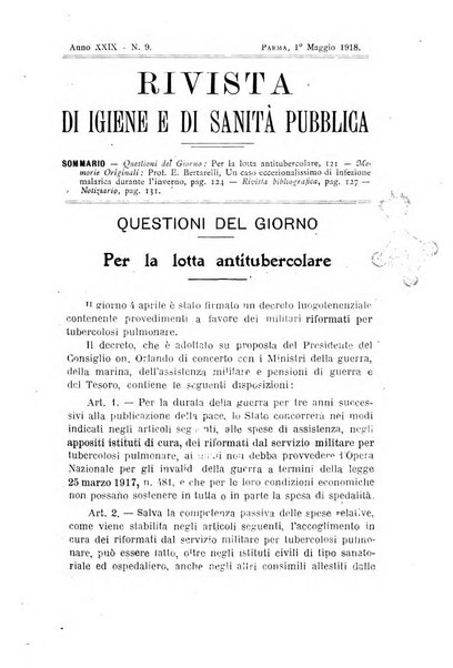 Rivista d'igiene e sanità pubblica con bollettino sanitario-amministrativo compilato sugli atti del Ministero dell'interno