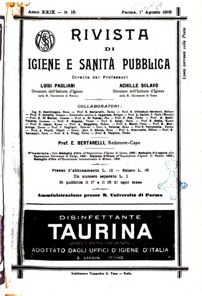 Rivista d'igiene e sanità pubblica con bollettino sanitario-amministrativo compilato sugli atti del Ministero dell'interno