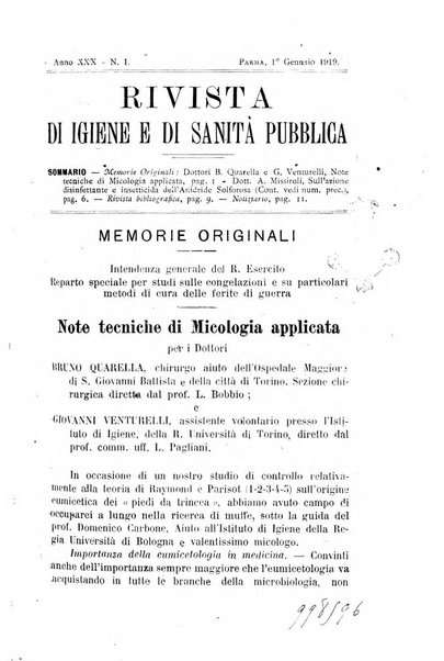 Rivista d'igiene e sanità pubblica con bollettino sanitario-amministrativo compilato sugli atti del Ministero dell'interno