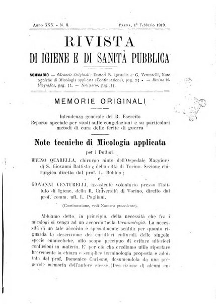 Rivista d'igiene e sanità pubblica con bollettino sanitario-amministrativo compilato sugli atti del Ministero dell'interno