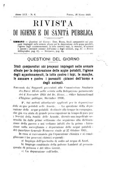 Rivista d'igiene e sanità pubblica con bollettino sanitario-amministrativo compilato sugli atti del Ministero dell'interno