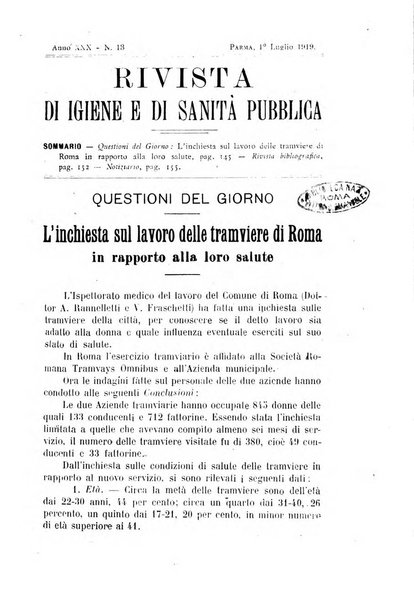 Rivista d'igiene e sanità pubblica con bollettino sanitario-amministrativo compilato sugli atti del Ministero dell'interno