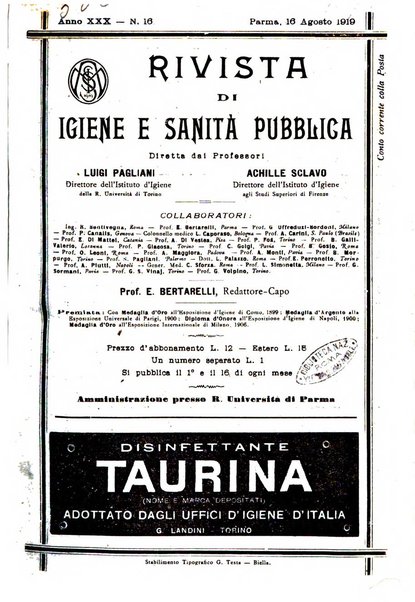 Rivista d'igiene e sanità pubblica con bollettino sanitario-amministrativo compilato sugli atti del Ministero dell'interno