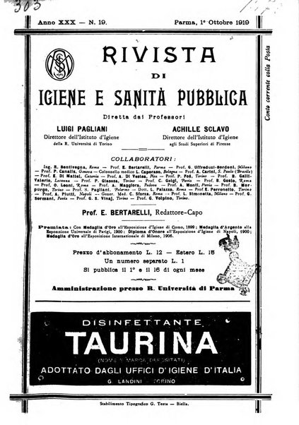 Rivista d'igiene e sanità pubblica con bollettino sanitario-amministrativo compilato sugli atti del Ministero dell'interno