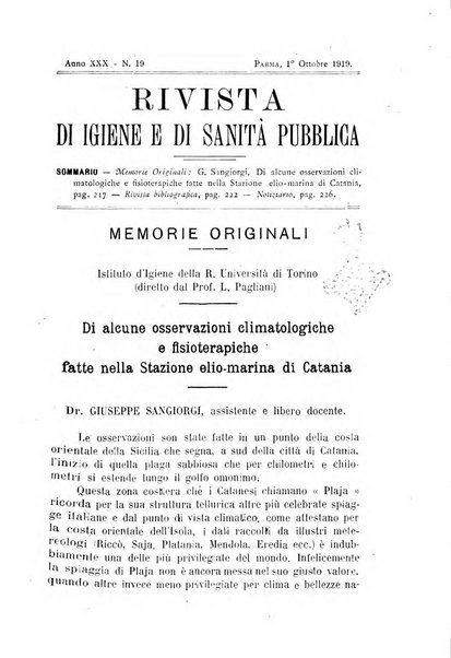 Rivista d'igiene e sanità pubblica con bollettino sanitario-amministrativo compilato sugli atti del Ministero dell'interno