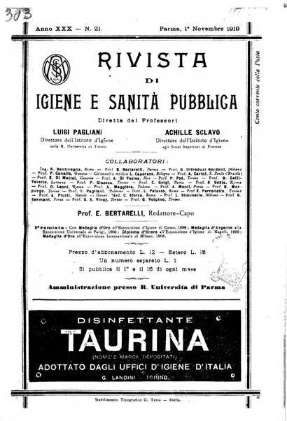 Rivista d'igiene e sanità pubblica con bollettino sanitario-amministrativo compilato sugli atti del Ministero dell'interno