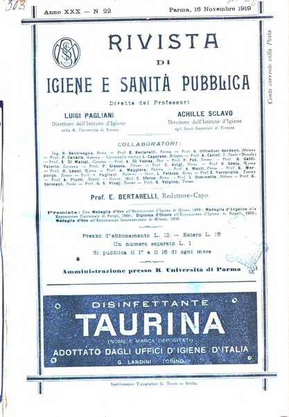 Rivista d'igiene e sanità pubblica con bollettino sanitario-amministrativo compilato sugli atti del Ministero dell'interno