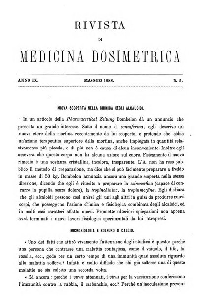 Rivista di medicina dosimetrica basata sulla filosofia e sull'esperimento clinico