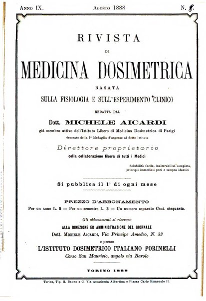 Rivista di medicina dosimetrica basata sulla filosofia e sull'esperimento clinico