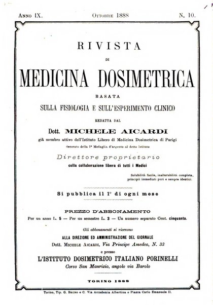 Rivista di medicina dosimetrica basata sulla filosofia e sull'esperimento clinico