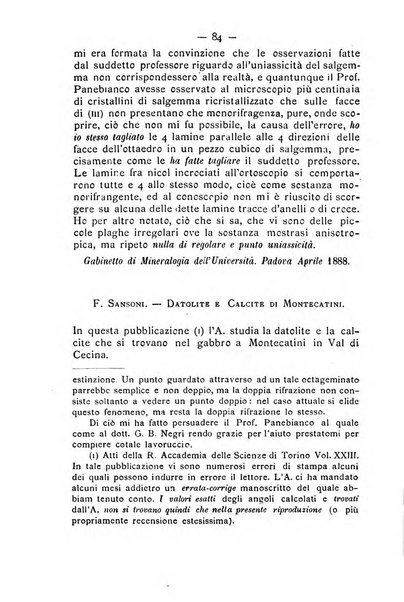 Rivista di mineralogia e cristallografia italiana