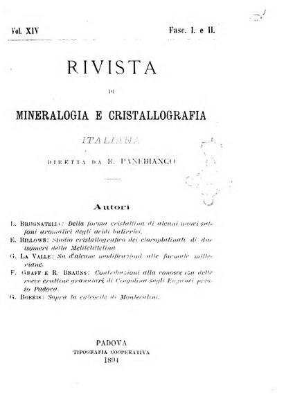 Rivista di mineralogia e cristallografia italiana