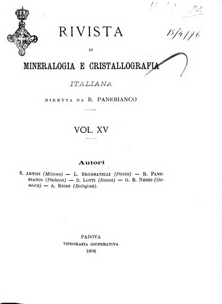 Rivista di mineralogia e cristallografia italiana