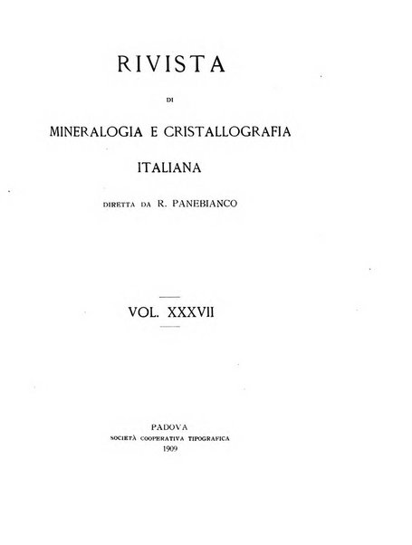 Rivista di mineralogia e cristallografia italiana