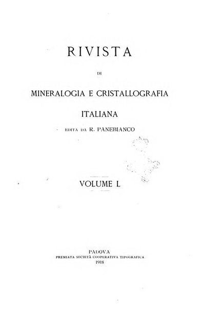 Rivista di mineralogia e cristallografia italiana