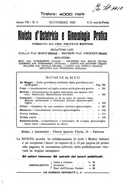 Rivista di ostetricia e ginecologia pratica organo della Societa siciliana di ostetricia e ginecologia