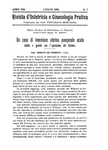 Rivista di ostetricia e ginecologia pratica organo della Societa siciliana di ostetricia e ginecologia