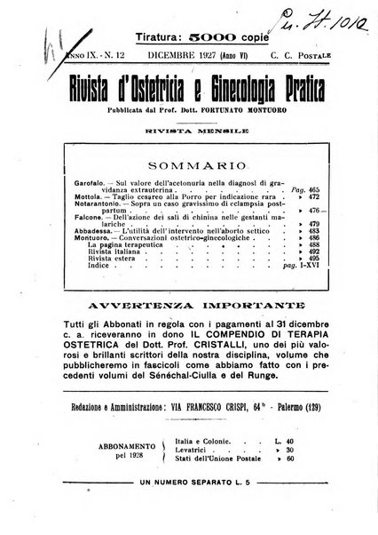 Rivista di ostetricia e ginecologia pratica organo della Societa siciliana di ostetricia e ginecologia