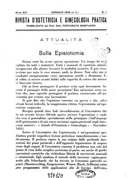 Rivista di ostetricia e ginecologia pratica organo della Societa siciliana di ostetricia e ginecologia