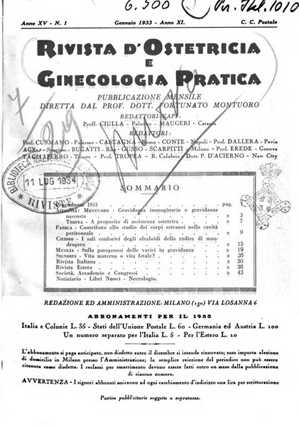 Rivista di ostetricia e ginecologia pratica organo della Societa siciliana di ostetricia e ginecologia