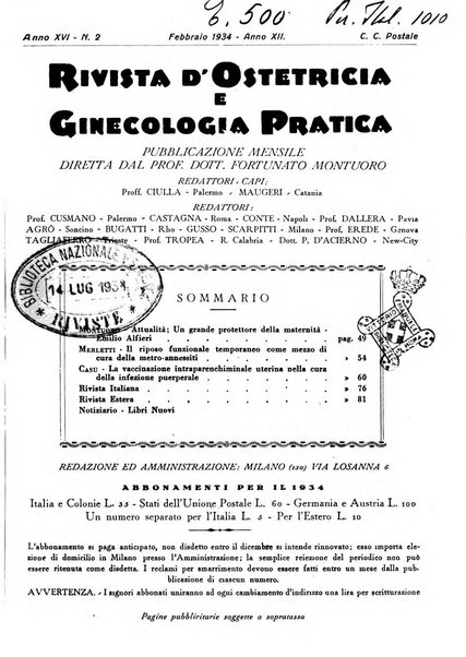 Rivista di ostetricia e ginecologia pratica organo della Societa siciliana di ostetricia e ginecologia