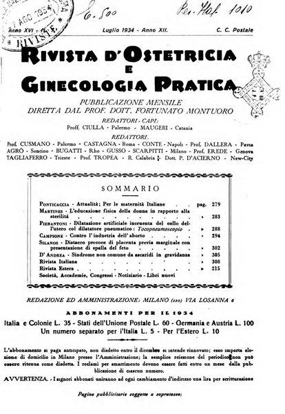 Rivista di ostetricia e ginecologia pratica organo della Societa siciliana di ostetricia e ginecologia