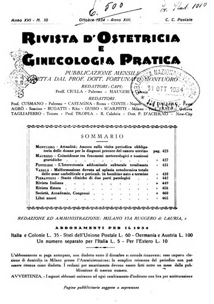 Rivista di ostetricia e ginecologia pratica organo della Societa siciliana di ostetricia e ginecologia