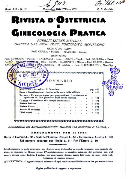 Rivista di ostetricia e ginecologia pratica organo della Societa siciliana di ostetricia e ginecologia