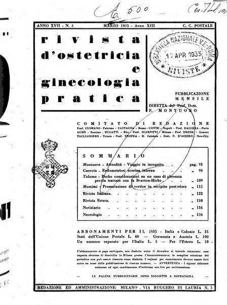 Rivista di ostetricia e ginecologia pratica organo della Societa siciliana di ostetricia e ginecologia