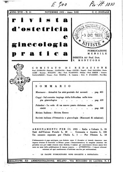 Rivista di ostetricia e ginecologia pratica organo della Societa siciliana di ostetricia e ginecologia