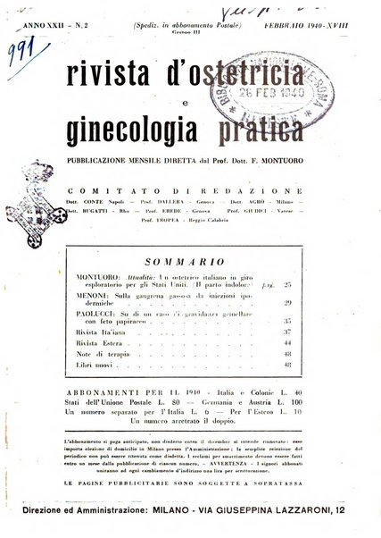 Rivista di ostetricia e ginecologia pratica organo della Societa siciliana di ostetricia e ginecologia