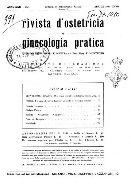 Rivista di ostetricia e ginecologia pratica organo della Societa siciliana di ostetricia e ginecologia